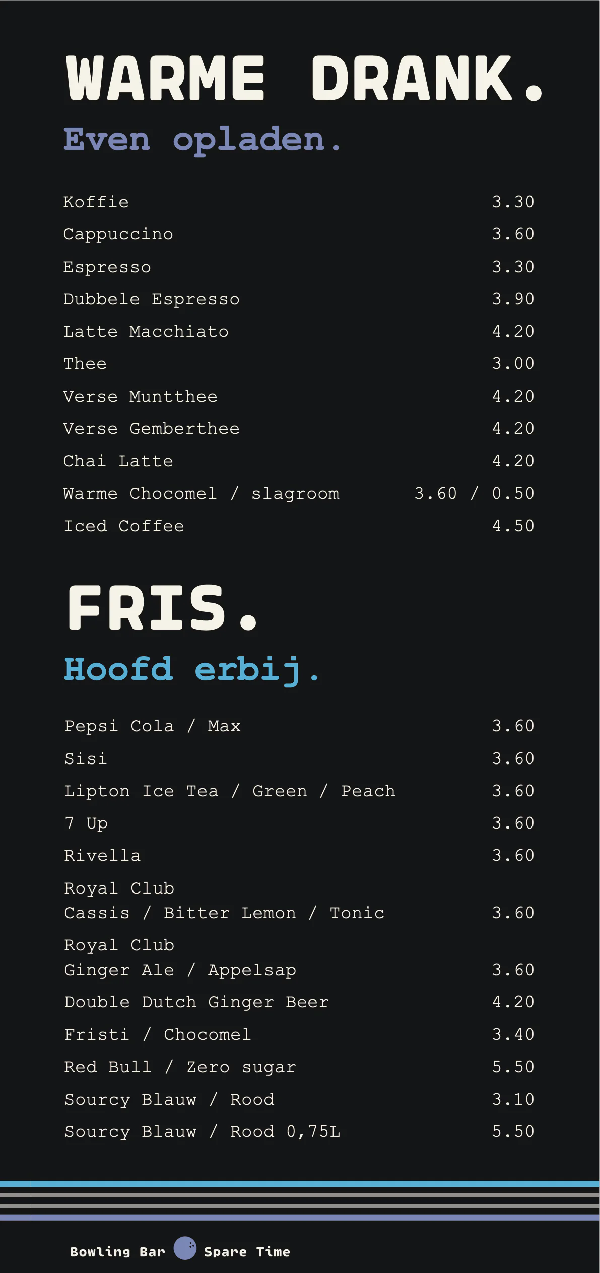 Menukaart pagina 2 van 12 — warme drank en fris